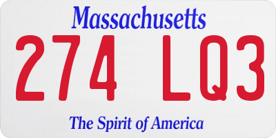 MA license plate 274LQ3