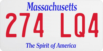 MA license plate 274LQ4