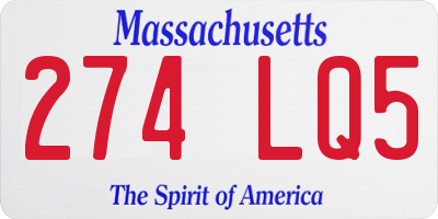 MA license plate 274LQ5