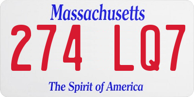 MA license plate 274LQ7
