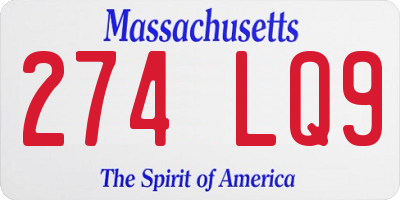 MA license plate 274LQ9