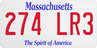 MA license plate 274LR3