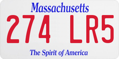 MA license plate 274LR5