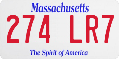 MA license plate 274LR7
