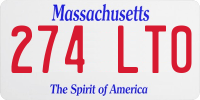 MA license plate 274LT0