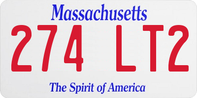 MA license plate 274LT2