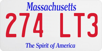 MA license plate 274LT3