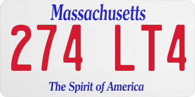 MA license plate 274LT4