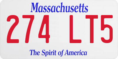 MA license plate 274LT5