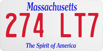 MA license plate 274LT7