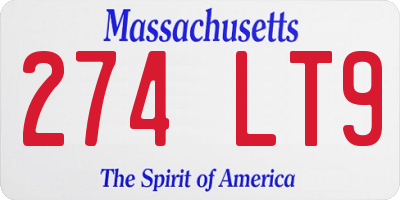 MA license plate 274LT9