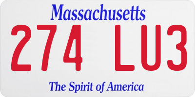 MA license plate 274LU3