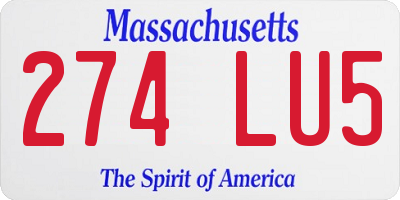MA license plate 274LU5