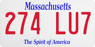 MA license plate 274LU7
