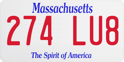 MA license plate 274LU8