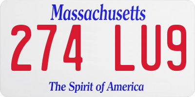 MA license plate 274LU9
