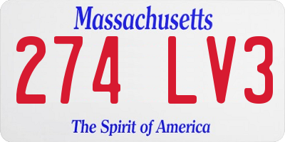 MA license plate 274LV3