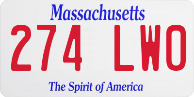 MA license plate 274LW0