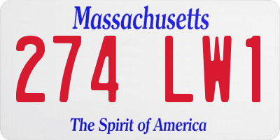 MA license plate 274LW1