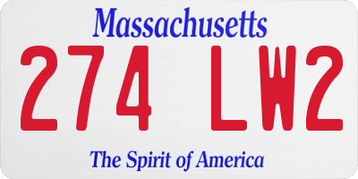 MA license plate 274LW2