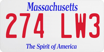 MA license plate 274LW3