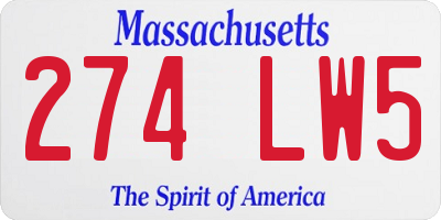 MA license plate 274LW5