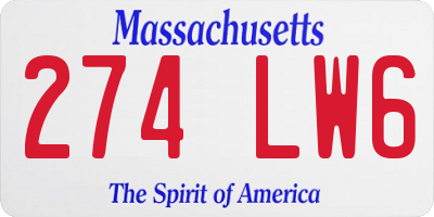 MA license plate 274LW6