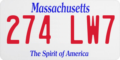 MA license plate 274LW7