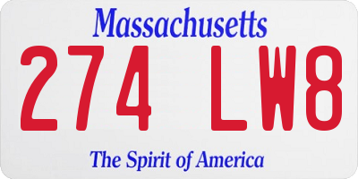 MA license plate 274LW8
