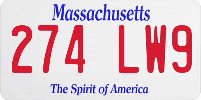 MA license plate 274LW9