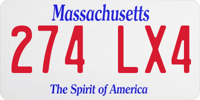 MA license plate 274LX4