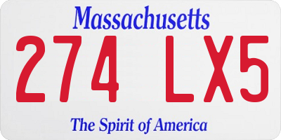 MA license plate 274LX5