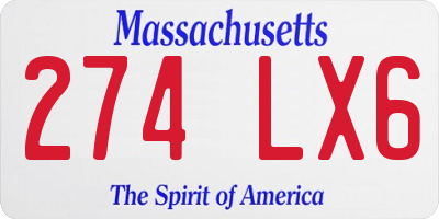 MA license plate 274LX6