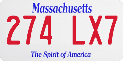 MA license plate 274LX7