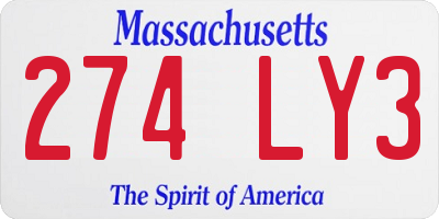 MA license plate 274LY3