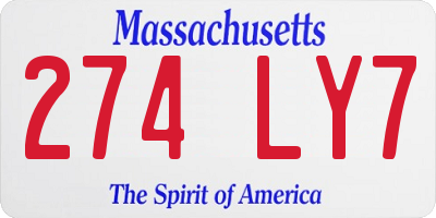 MA license plate 274LY7