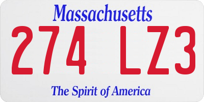 MA license plate 274LZ3