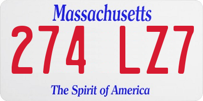 MA license plate 274LZ7