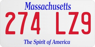 MA license plate 274LZ9