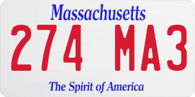MA license plate 274MA3