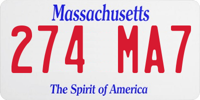 MA license plate 274MA7