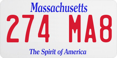 MA license plate 274MA8