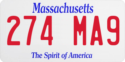 MA license plate 274MA9