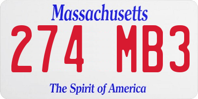 MA license plate 274MB3