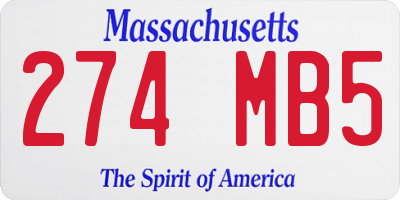 MA license plate 274MB5