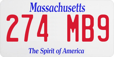 MA license plate 274MB9