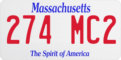MA license plate 274MC2