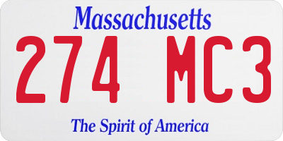 MA license plate 274MC3