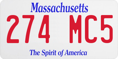 MA license plate 274MC5