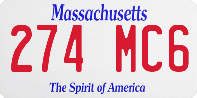 MA license plate 274MC6